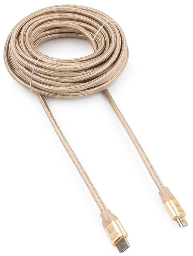 купить Кабель HDMI Cablexpert, серия Gold, 10 м, v1.4, M/M, золотой, позол., алюминиевый корпус, коробка в Алматы