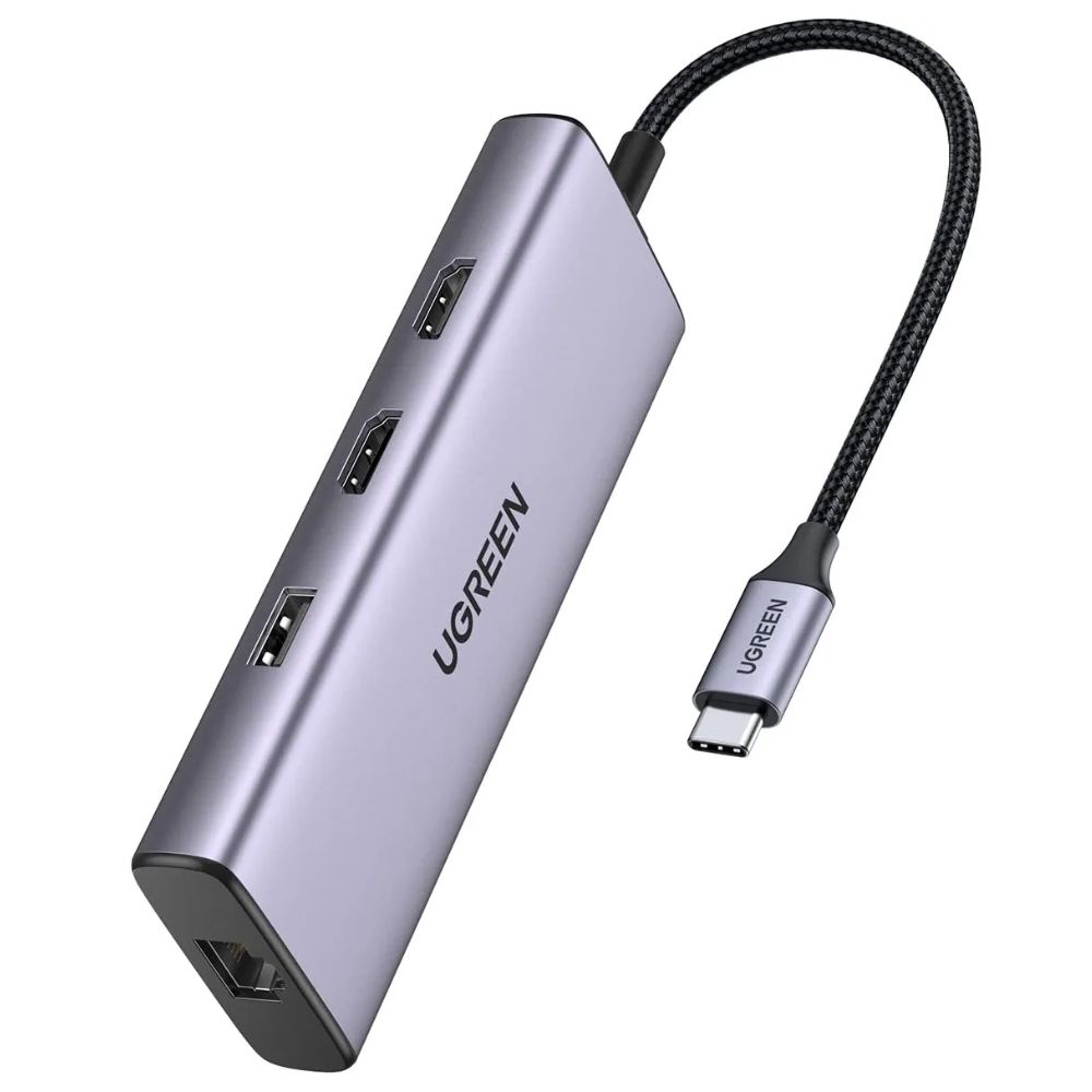 купить Конвертер Ugreen CM490 USB-C To 3*USB+HDMI+VGA+RJ45 Gigabit+SD/TF+AUX+PD 90119 в Алматы