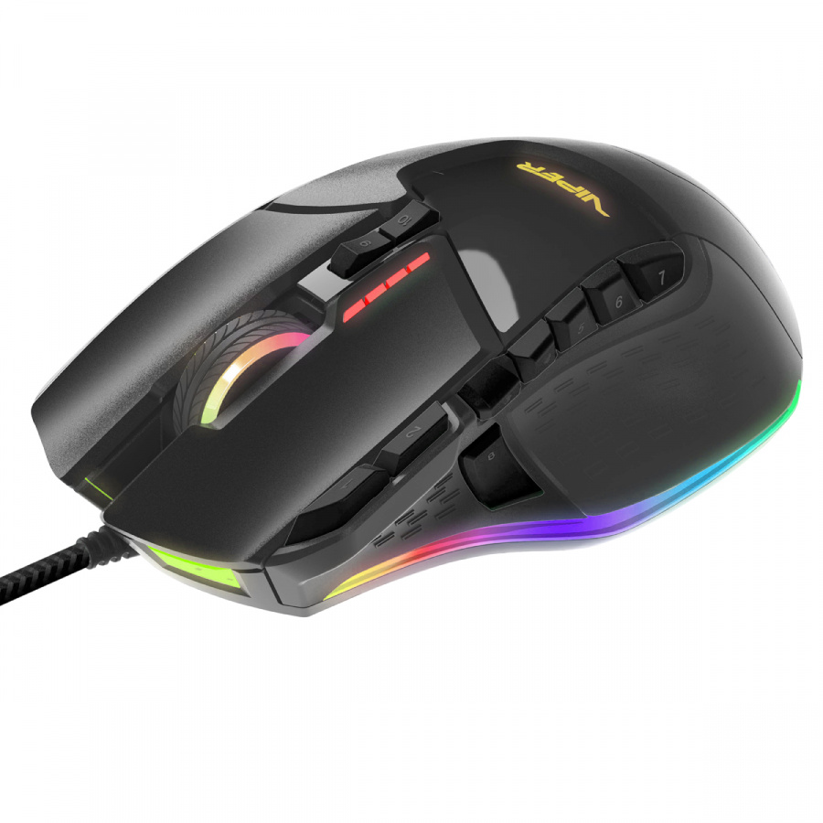 купить Лазерная игровая мышь Patriot Viper V570 RGB PV570LUXWAK Blackout Edition <13 программируемых кнопок, Настраиваемая светодиодная подсветка, Керамические ножки> в Алматы