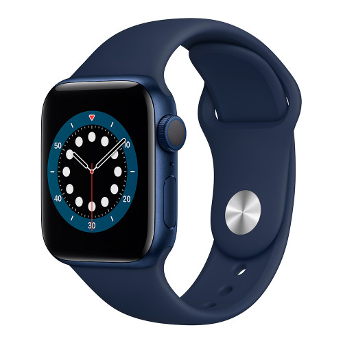 купить Apple Watch Series 6 GPS, 40mm Blue Aluminium Case with Deep Navy Sport Band - Regular, Model A2291 в Алматы