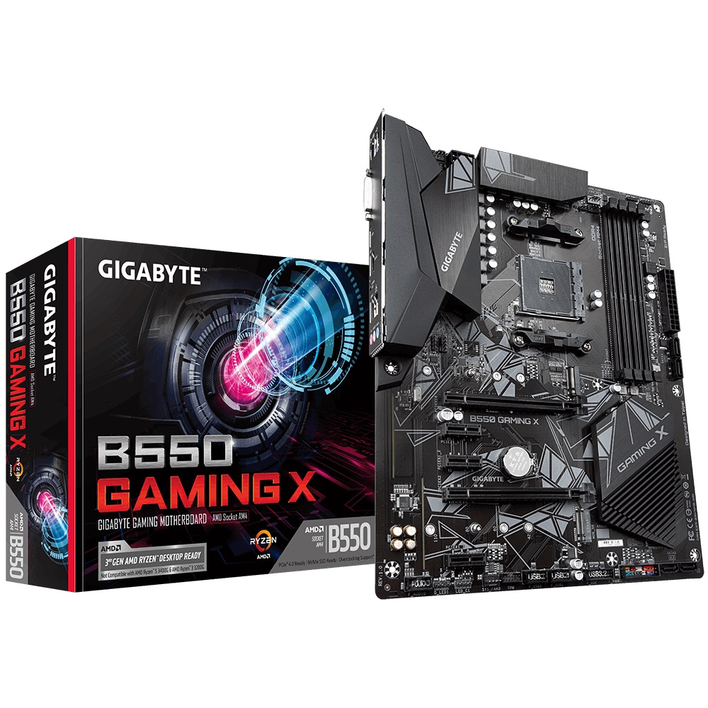 купить Материнская плата GIGABYTE B550 GAMING X AM4, B550, 2xPCI-E, DVI+HDMI, GbLAN, 4SATA 4DDR4, ATX в Алматы