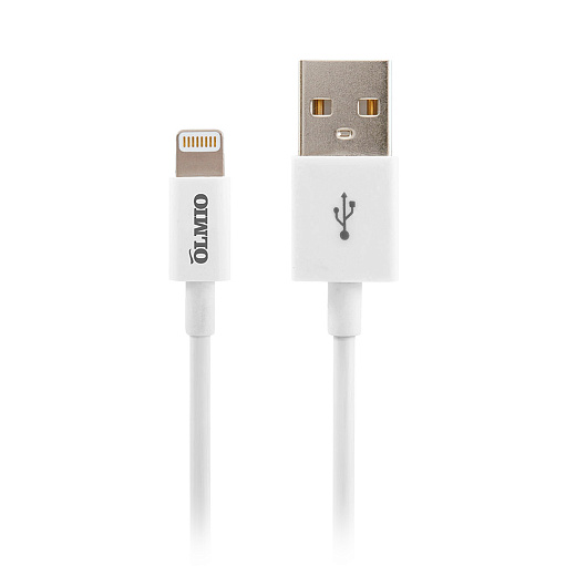 купить Кабель OLMIO USB 2.0 - Lightning, для Apple iPhone/iPod/iPad, 1м, белый в Алматы