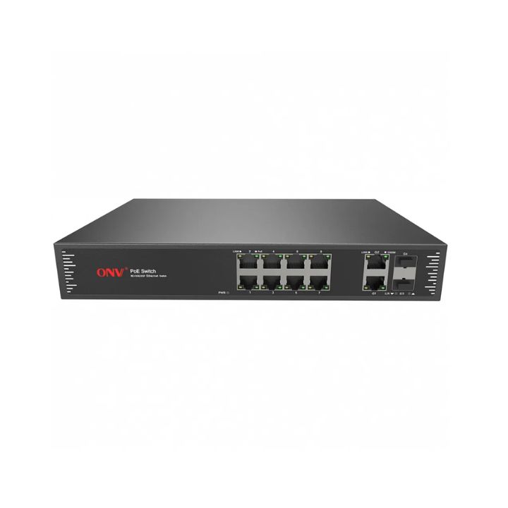 купить Коммутатор PoE  8-портовый ONV POE31128PF  <8*10/100Mbps PoE, 2*10/100/1000M uplink RJ45 ports and 2*1000M uplink SFP, бюджет мощности PoE 130W (30W порт), встроенный блок питания> в Алматы