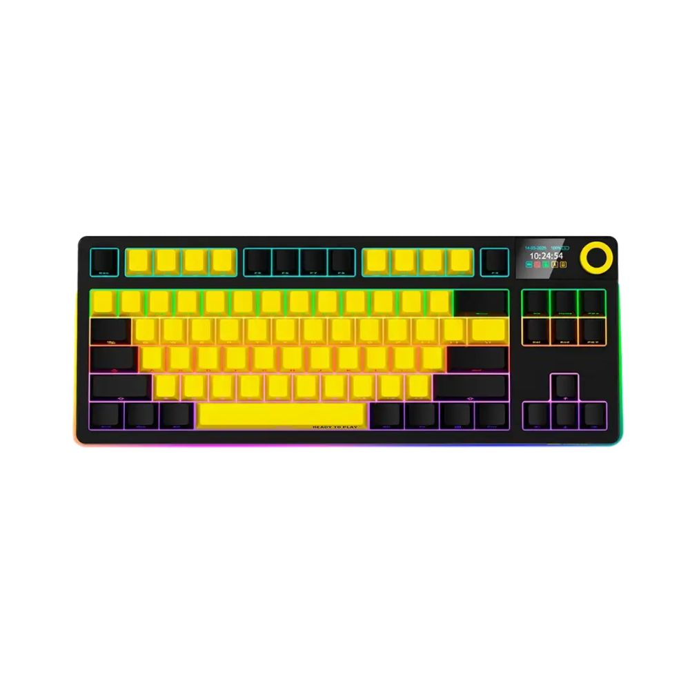 Купить LORGAR KBP70TKLW, Wireless TKL Mechanical Gaming Keyboard Pro, Black/yellow, EN/RU layout в Алматы