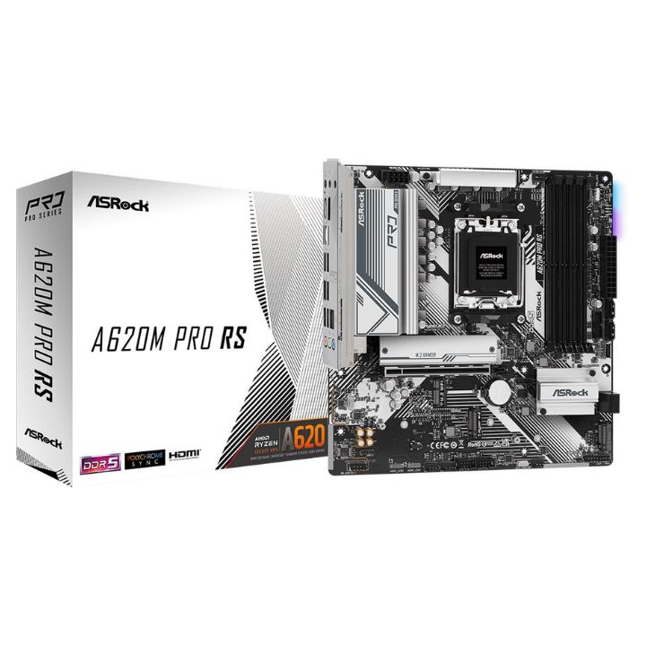 купить Материнская плата ASRock A620M PRO RS AM5 2xDDR5 4xSATA3 RAID 2xM.2 HDMI DP mATX в Алматы