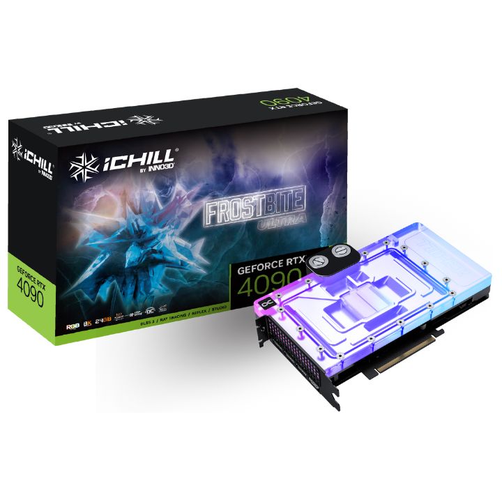 купить Видеокарта Inno3D GeForce RTX4090 ICHILL FROSTBITE ULTRA, 24G GDDR6X HDMI 3xDP C4090-246XX-1833FBU в Алматы