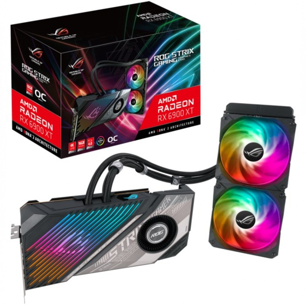 купить Видеокарта ASUS ROG-STRIX-LC-RX6900XT-O16G-GAMING, 16Gb/192bit GDDR6, HDMI 2.1, 3xDP 1.4a, HDCP, BOX в Алматы