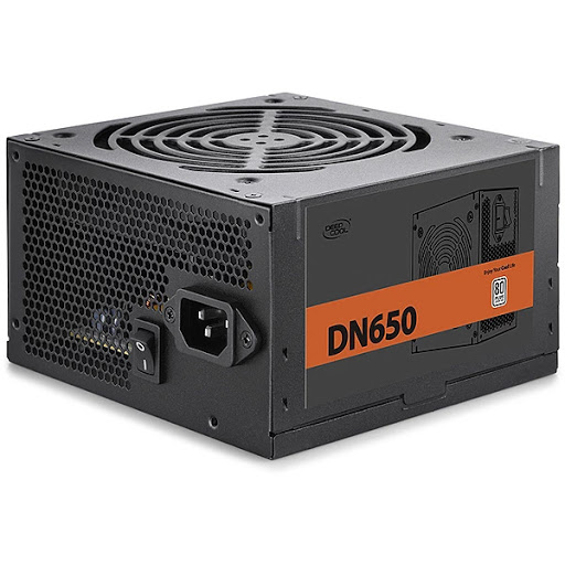 купить Блок питания, Deepcool, DN650 DP-230EU-DN650, 650W, APFC, ATX, 20 4pin, 4 4pin, 5*Sata, 3*Molex, 4*PCI-E 6 2pin, Вентилятор 12см, Кабель питания, Чёрный в Алматы