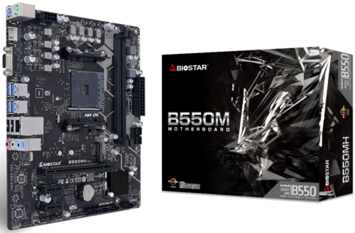 купить Материнская плата AM4 Biostar B550MH <mATX, 2xDDR4, VGA, HDMI, M2*1, USB3.2*8, USB2.0*6> в Алматы