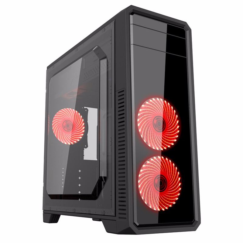 купить Корпус ПК без БП GameMax G561F-Red <ATX, 3x120, USB2.0x2, USB3.0x1, HD Audio 452x200x424mm> в Алматы