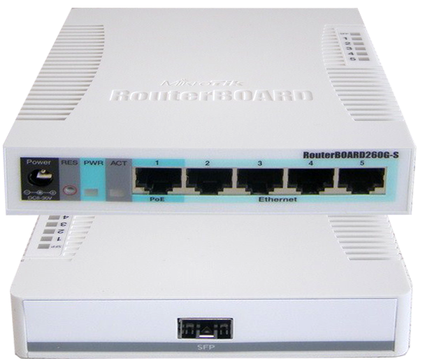 купить Сетевой коммутатор MikroTik RB260GS RouterBOARD  PoE,  1 x SFP, 5 портов 10/100/1000 Мбит сек, VLAN в Алматы