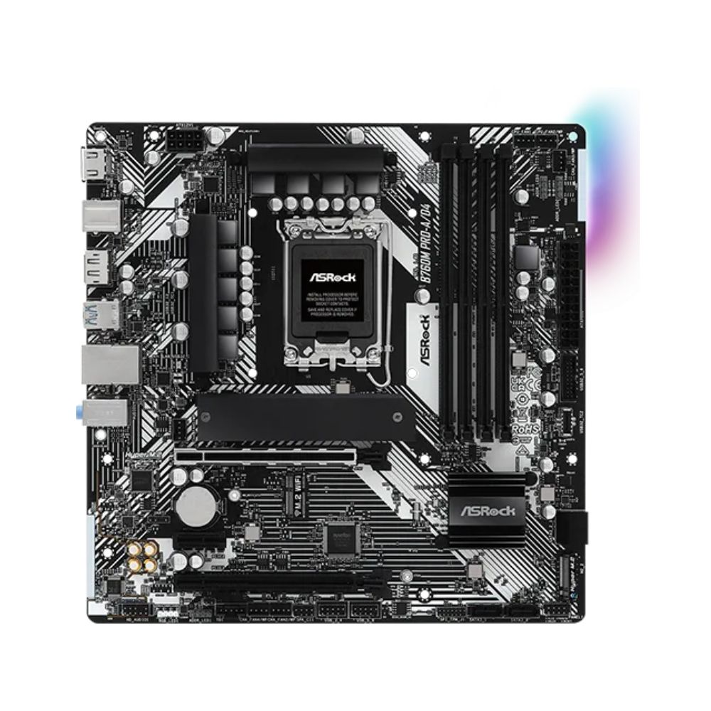 купить Материнская плата ASRock B760M PRO-A/D4 LGA1700 4xDDR4 4xSATA RAID 2xM.2 Type-C HDMI DP mATX в Алматы