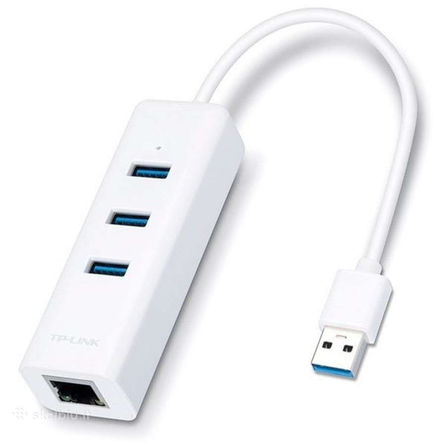 купить Сетевой адаптер USB GbE Tp-Link UE330 <1 порт 10/100/1000Mbps RJ45, 3 порта USB-A 3.0, коннектор USB 3.0> в Алматы
