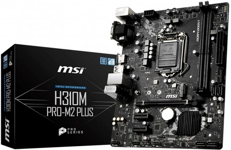 купить Материнская плата MSI H310M PRO-M2 PLUS LGA1151 iH310 2xDDR4 4xSATA3 1xM.2 VGA DVI HDMI mATX в Алматы