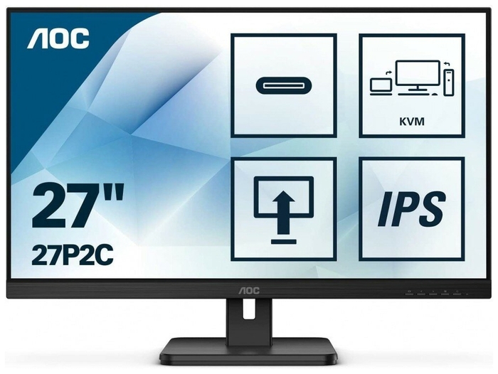 купить Монитор 27" AOC 27P2C IPS 1920x1080 75hz 4мс 250кд/м2 1000:1 1xHDMI 1xDP USB-C 4xUSB 2x2W в Алматы