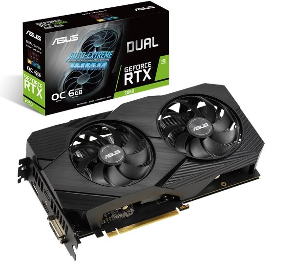 купить Видеокарта ASUS GeForce RTX2060 6GB DDR6 192-bit14000MHz DVI-Dx1 DUAL-RTX2060-O6G EVO в Алматы