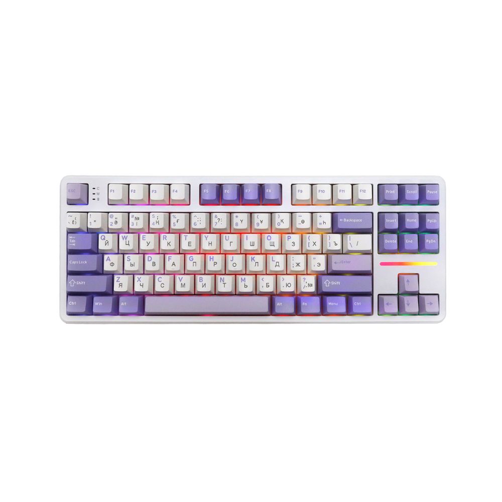 купить KeyBoard USB, Attack Shark X87, Linear Blueberry switch, 87 keys, 2,4/BT/cable, Twilight color в Алматы