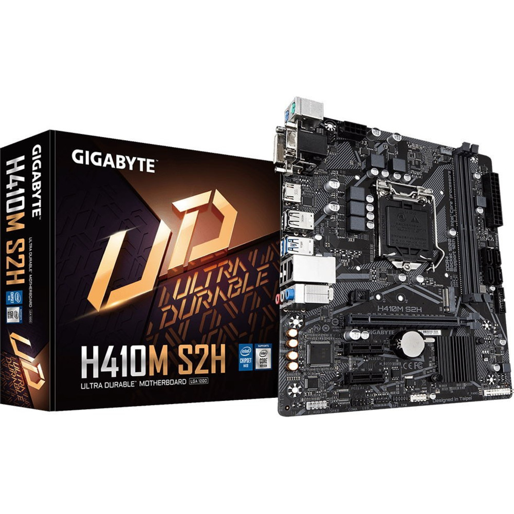 купить Сист. плата Gigabyte H410M-S2H, H410, 1200, 2xDIMM DDR4, 1xPCI-E x16, 2xPCI-E x1, M2, 4xSATA, HDMI, DVI-D, D-Sub, mATX в Алматы