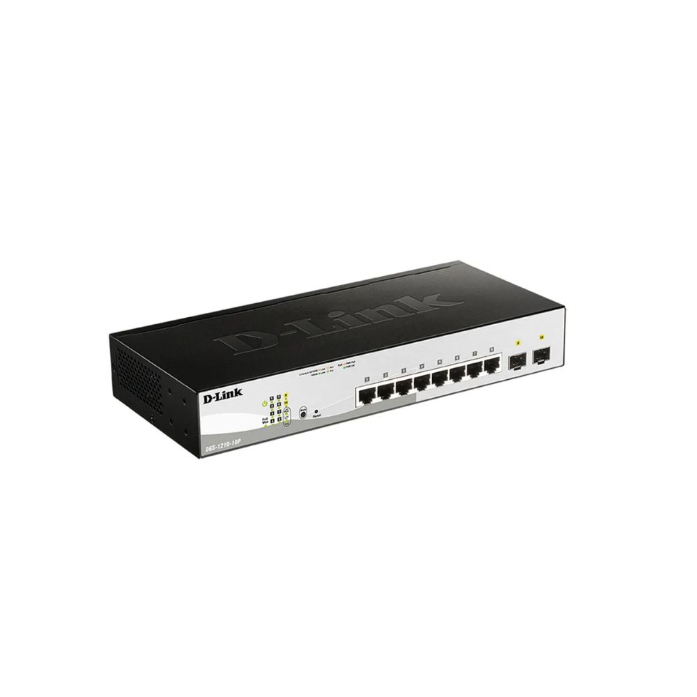 Купить Switch 8 port D-Link DGS-1210-10MP/F3A, 8x10/100/1000 Мбит/с, 2xGigabit Ethernet SFP в Алматы