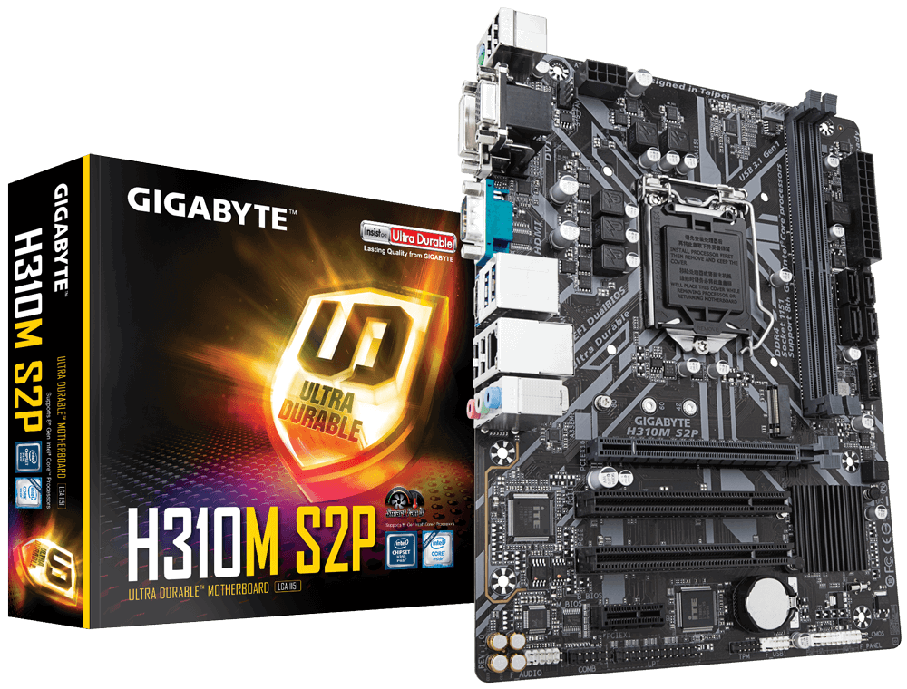 купить Материнская плата, Gigabyte, H310M S2P (4719331804473), LGA1151v2, iH310, 2xDDR4, 4xSATA3, 1xM.2, 1xD-Sub, 1xDVI-D, 1xHDMI, 1xPCI-Ex16, 2xPCI-Ex1, mATX в Алматы