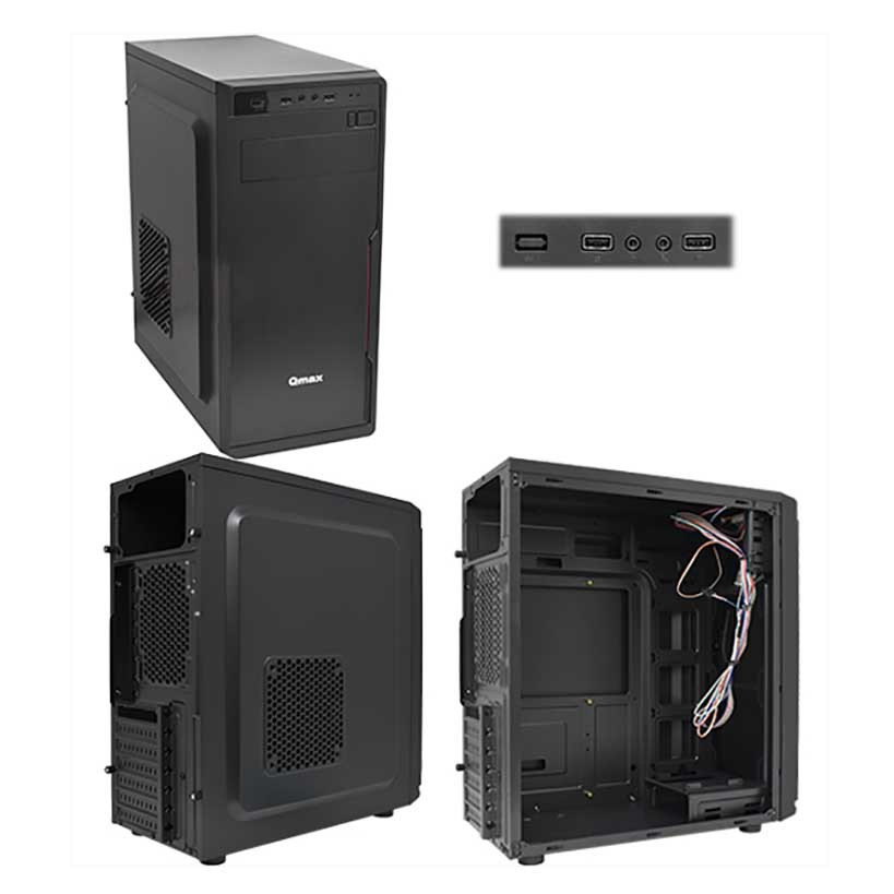 купить CASE Qmax КB11В ATX MidiTower, 2,5* x 2, 3,5*x 4,  5,25* x 1 , Expansion Slots x 7, USB x 2, 40 х 17,3 х 41 см, Steel 0,4mm, ATX/Micro-ATX/Mini-ITX, black, PC 400W (20+4pin, 4pin, 2xSATA, 2xIDE) в Алматы