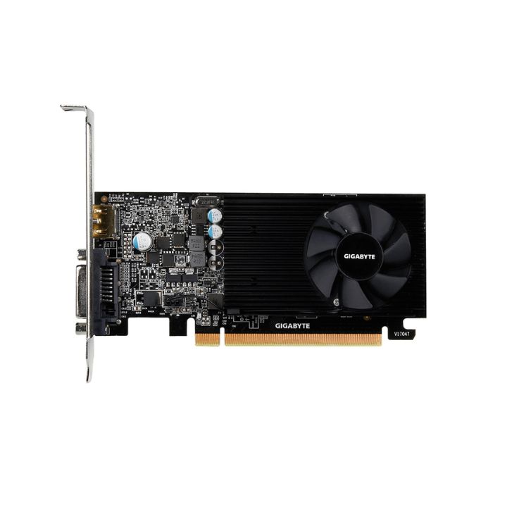 купить Видеокарта Gigabyte GT 1030, GV-N1030D5-2GL, Low Profile, 2Gb/64bit, GDDR5, DVI-D, HDMI 2.0, BOX в Алматы