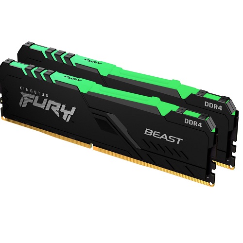 купить ОЗУ Kingston Fury Beast RGB 32Gb(16x2) 3200MHz DDR4 DIMM, CL16, 1.35v, KF432C16BBAK2/32 в Алматы