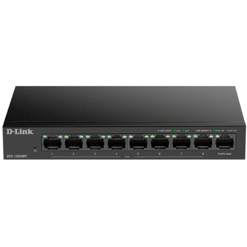 купить D-Link DES-1009MP/A1A Неуправляемый коммутатор с 8 портами (8 портов РоЕ 802.3af/at, PoE-бюджет 117 /  в Алматы