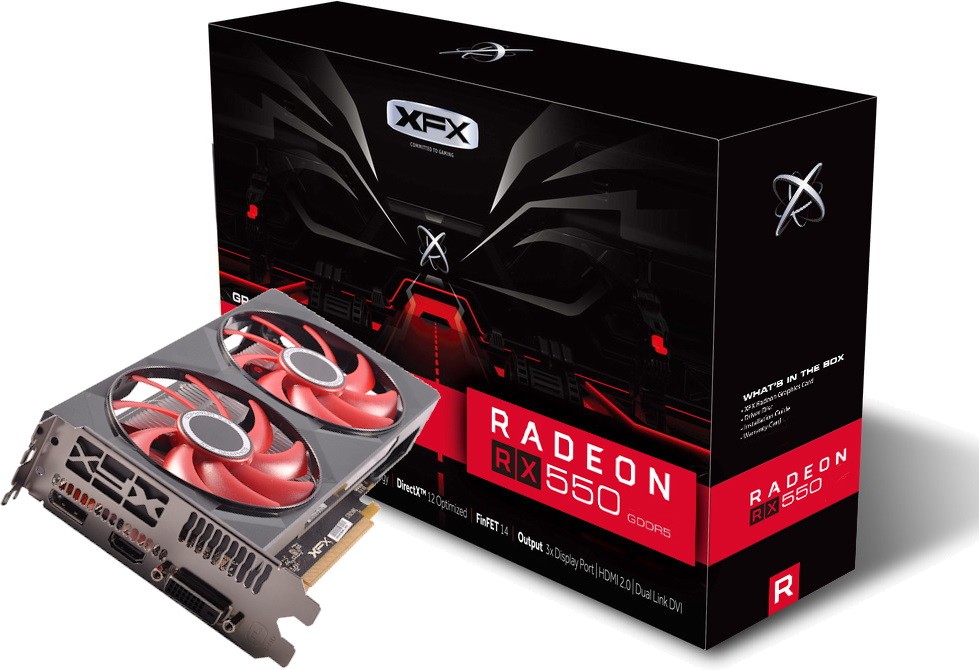 купить Видеокарта XFX RADEON RX 550, 2GB GDDR5 128bit DVI HDMI DP RX-550P2PFG5 в Алматы