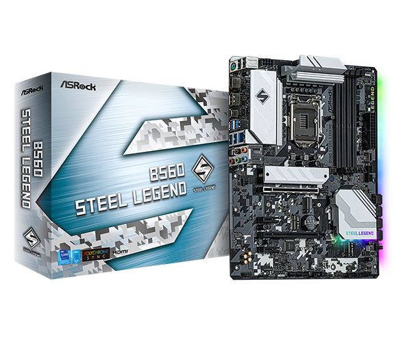 купить Материнская плата ASRock B560 STEEL LEGEND LGA1200 4xDDR4 6xSATA RAID UM.2 HDMI DP ATX в Алматы