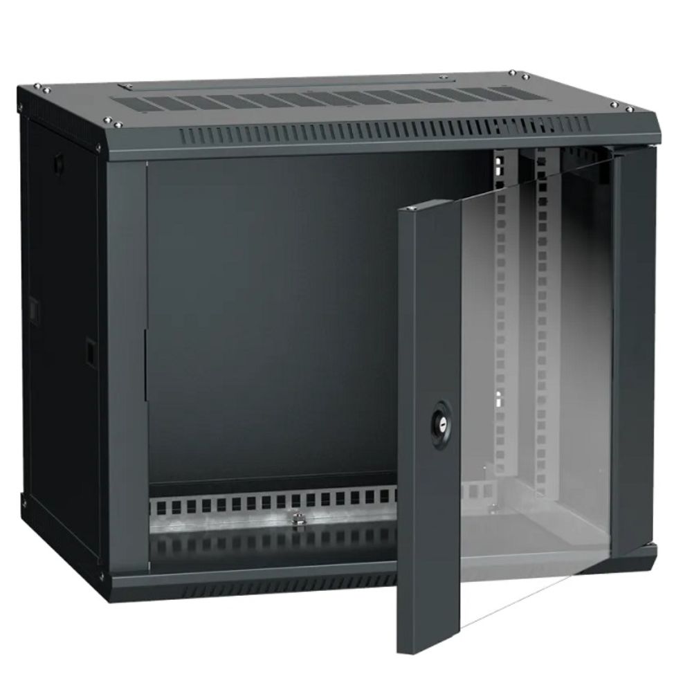 купить ITK LWR5-06U64-GF Шкаф настенный LINEA W 6U 600х450мм дверь стекло RAL 9005 в Алматы