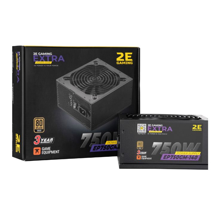 купить Блок питания 2E GAMING EXTRA POWER  (750W), >90%, 80+ Gold, 140mm, 1xMB 24pin(20+4), 1xCPU 8pin(4+4) в Алматы