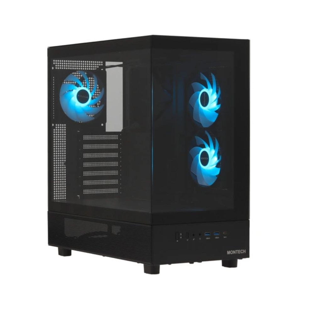 Купить Корпус Montech XR (B) ATX/Micro-ATX/Mini-ITX 2xUSB3.0 1xType-C 1xAudio 1xMic Черный в Алматы