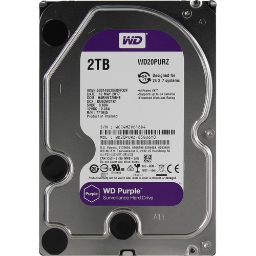 купить Жесткий диск для видеонаблюдения HDD  2Tb Western Digital Purple SATA 6Gb/s 64Mb 3,5" WD20PURZ в Алматы