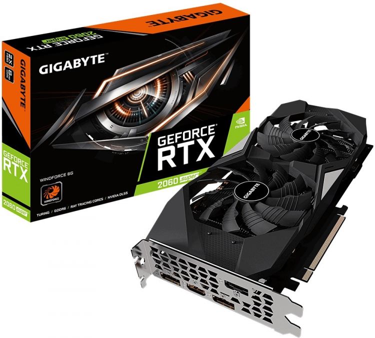 купить Видеокарта Gigabyte RTX 2060S, GV-N206SWF2-8GD, 8GB GDDR6 256bit, Windforce 2xFan, 3xDP, HDMI BOX в Алматы