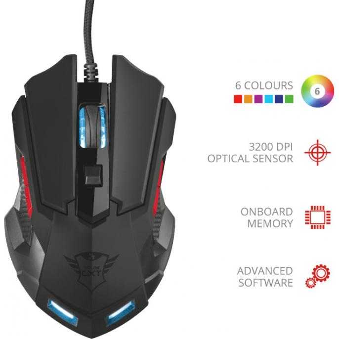 купить Мышь игровая Trust GXT148 ORNA черная в Алматы