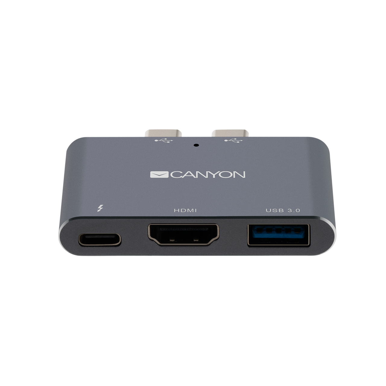 купить CANYON DS-1 Multiport Docking Station with 3 port, with Thunderbolt 3 Dual type C male port, 1*Thunderbolt 3 female+1*HDMI+1*USB3.0. Input 100-240V, Output USB-C PD100W&USB-A 5V/1A, Aluminium alloy, Space gray, 59*35.5*10mm, 0.028kg в Алматы