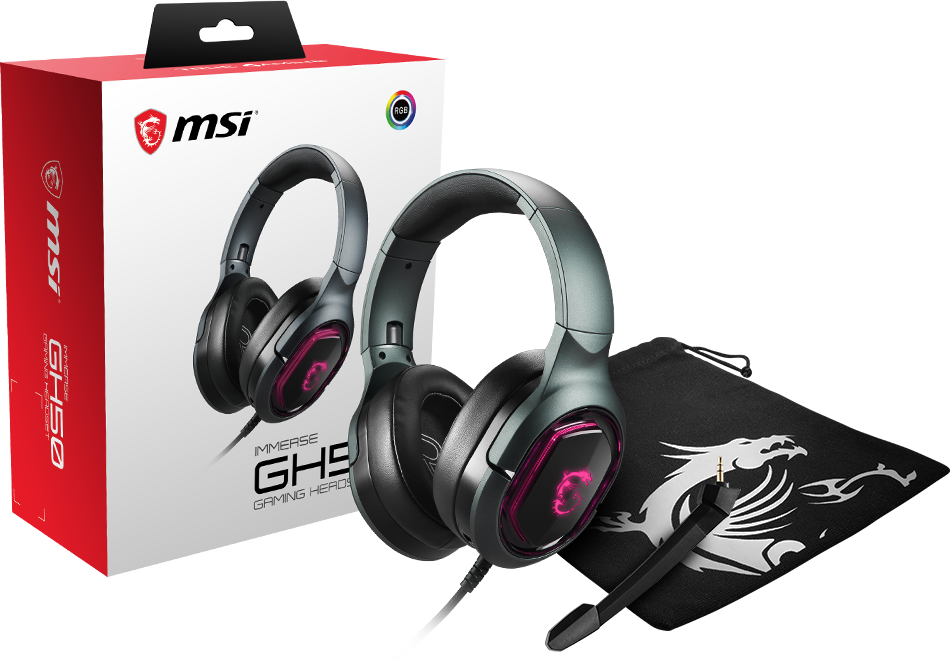 купить Гарнитура MSI Immerse GH50 GAMING 7.1 Sound, USB 2.0, 2.2м с позолоченным коннектом, RGB Mystic Ligh в Алматы