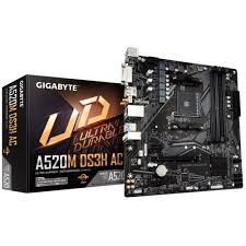 купить Материнская плата GIGABYTE GA-A520M-DS3H, AM4, A520, DVI+DP+HDMI, GbLAN, 4 SATA, 4DDR4, MicroATX в Алматы