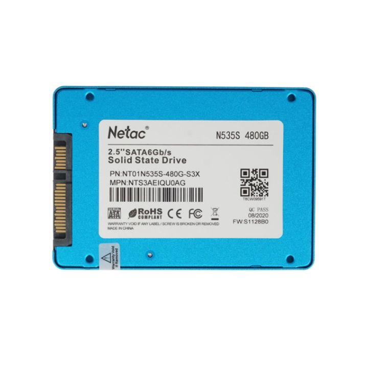 купить Твердотельный накопитель SSD 480Gb, SATA 6 Gb/s, Netac N535S, 2.5", 3D QLC, 540R/490W в Алматы