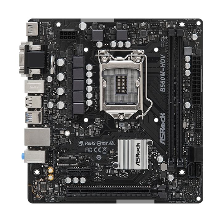 купить Материнская плата ASRock B560M-HDV R3.0 LGA1200 2xDDR4 4xSATA D-Sub HDMI DVI mATX в Алматы