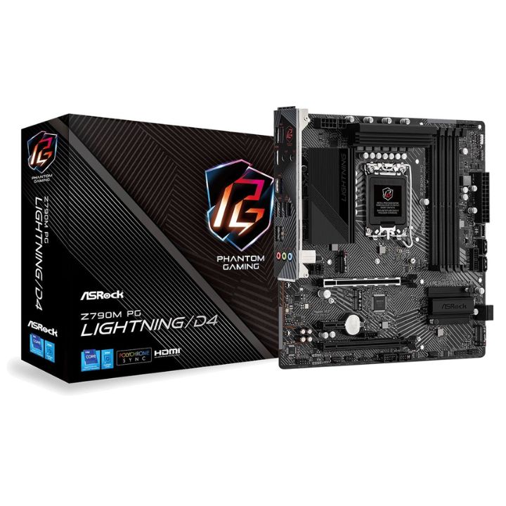 купить Материнская плата ASRock Z790M PG LIGHTNING/D4 LGA1700 4xDDR4 4xSATA 4xM.2 HDMI mATX в Алматы