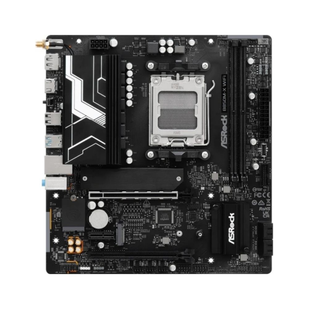 купить Материнская плата ASRock B850M-X WIFI AM5 2xDDR5 4xSATA 3xM.2 13xUSB 1xHDMI 1xDP WiFi6E mATX в Алматы
