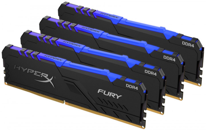 купить Модуль памяти Kingston HyperX Fury RGB HX436C17FB3AK4/64 DDR4 DIMM 64Gb KIT(4x16) 3600 MHz CL16 в Алматы