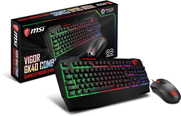 купить Комплект Клавиатура + Мышь MSI Vigor GK40 Combo RU USB/104 клавиши/RGB подсветка в Алматы
