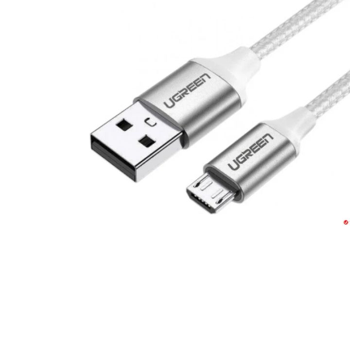 купить Кабель UGREEN US290 USB 2.0 A to Micro USB Cable Nickel Plating Aluminum Braid 2m (White), 60153 в Алматы