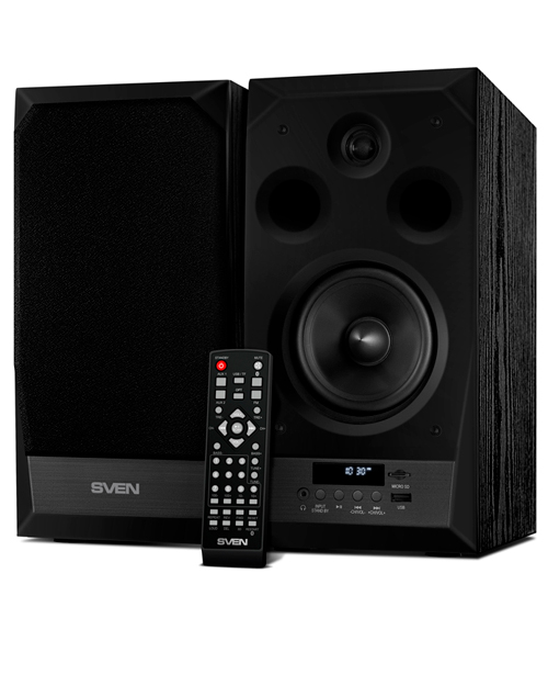 купить SVEN MC-20, чёрный, акустическая система 2.0, мощность 2x45Вт (RMS), FM-тюнер, USB/microSD, дисплей в Алматы