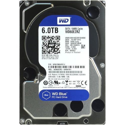 купить Жесткий диск HDD 6Tb Western Digital Blue SATA 6Gb/s 3.5* 64Mb. 5400 оборотов/мин. WD60EZRZ. НОВИНКА! Серия дисков с пониженным энергопотреблением   в Алматы