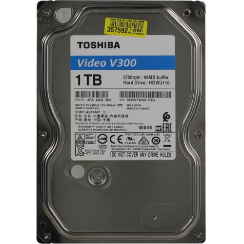 купить Жесткий диск TOSHIBA HDWU110UZSVA/HDKPJ42Z1A01S V300 Video Streaming 1ТБ 3,5* 5700RPM 64MB SATA-III в Алматы
