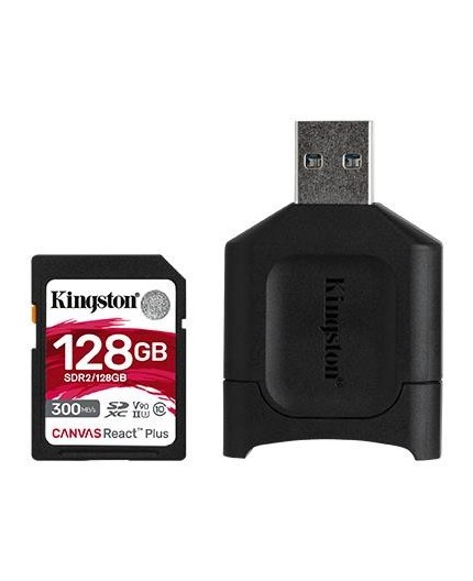 купить Карта памяти SD, Kingston Canvas React Plus, 128GB,MLPR2/128GB, UHS-II, R300/W260 + USB Adapter в Алматы